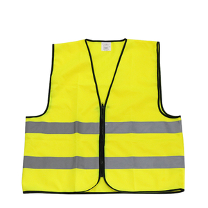 Yellow Polyester Zipper Closure Reflective Safety Vest Industrial