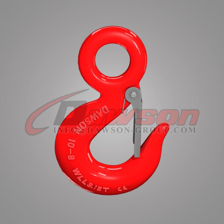 Gancho para eslinga con ojo de grado 80 con pestillo, Gancho para eslinga con ojo de acero de aleaci&oacute;n G80 para eslingas de cadena de elevaci&oacute;n de gr&uacute;a - Dawson Group Ltd. - F&aacute;brica de China