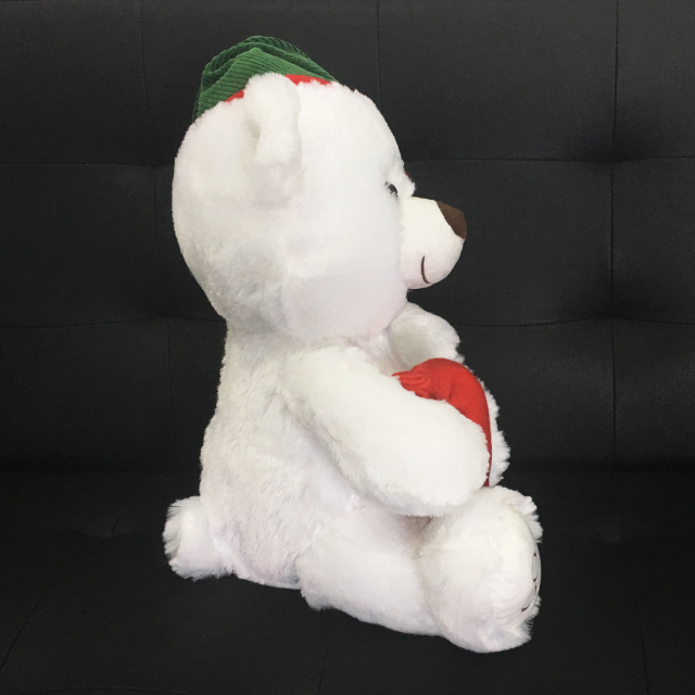 Christmas Plush Stuffed Large White Teddy Bear with Red Gift Bag