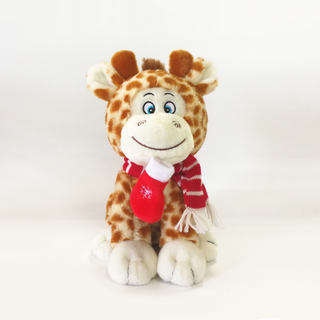 Dotty giraffe Stuffed Plush Toy with Christmas Sock