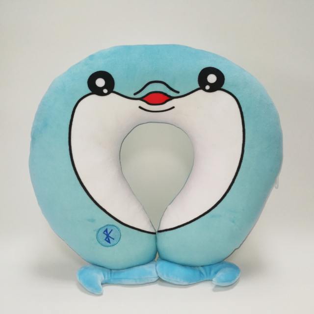 Stuffed cute emoji Dolphin Animal Neck Pillow with Bluetooth