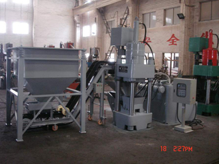 Hydraulic metal Briquetting press with Conveyor and Feeding Hooper