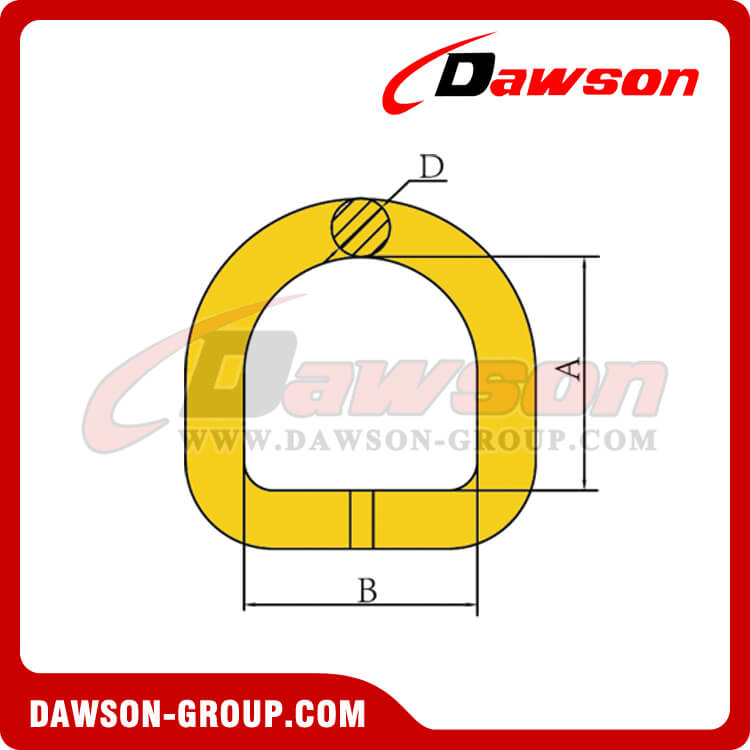 DS035 G80 WLL 2,5-8T Сварное D-образное кольцо для подъемного цепного стропа