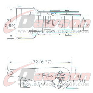DG-B012 1_5 ''ラチェット バックル、35MM 38MM ラチェット バックル、2000kgs の図面 - 中国ドーソン サプライヤー