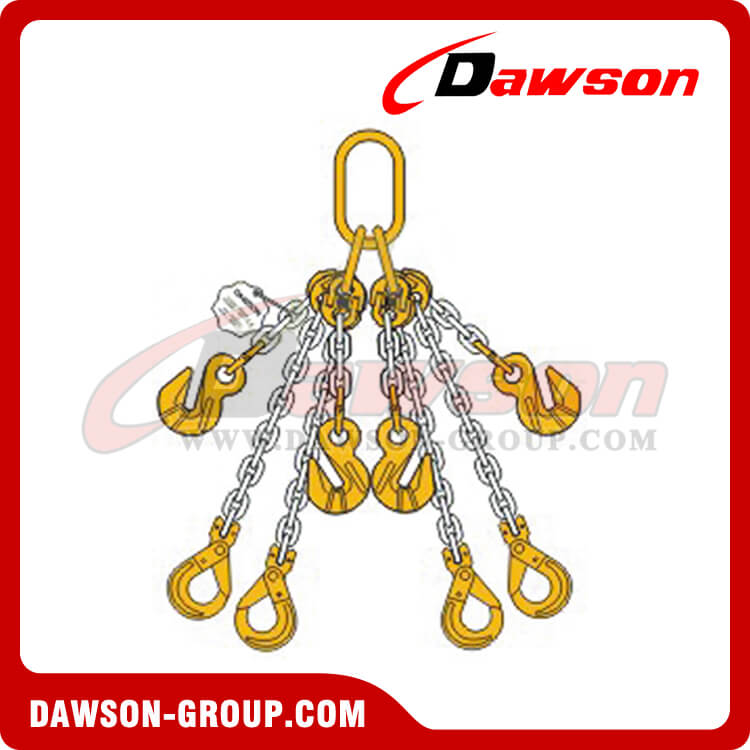 Eslinga de cadena cuádruple de pierna Grado 80 / Eslinga de cadena G80 para elevación y amarre