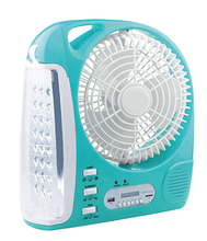 Emergency 8" AC/DC Rechargeable Desk Fan with USB Mobile Charger
