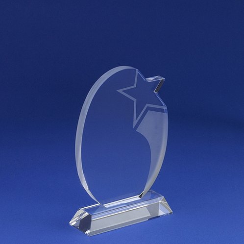 Etched Round Shooting Star Crystal Trophy for Stellar Employees (#78051)