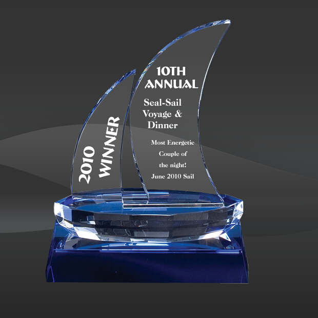 Blue Crystal Sailboat Award (D-CRY240)