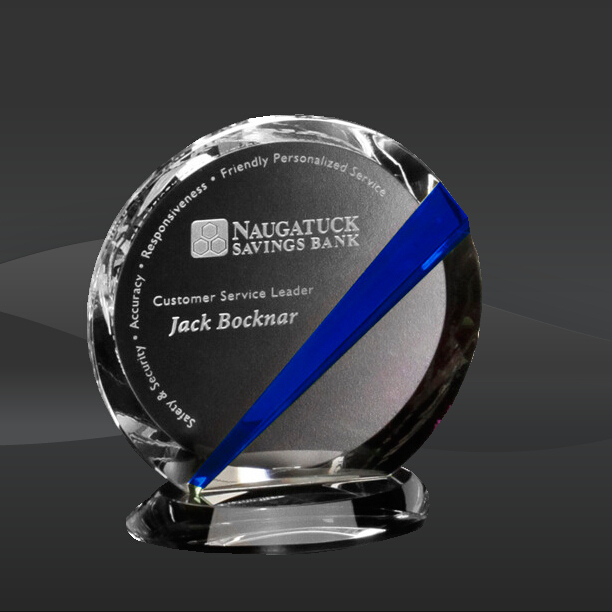 Blue Slanted Circle Crystal Award (CD-6838, CD-6839, CD-6840)
