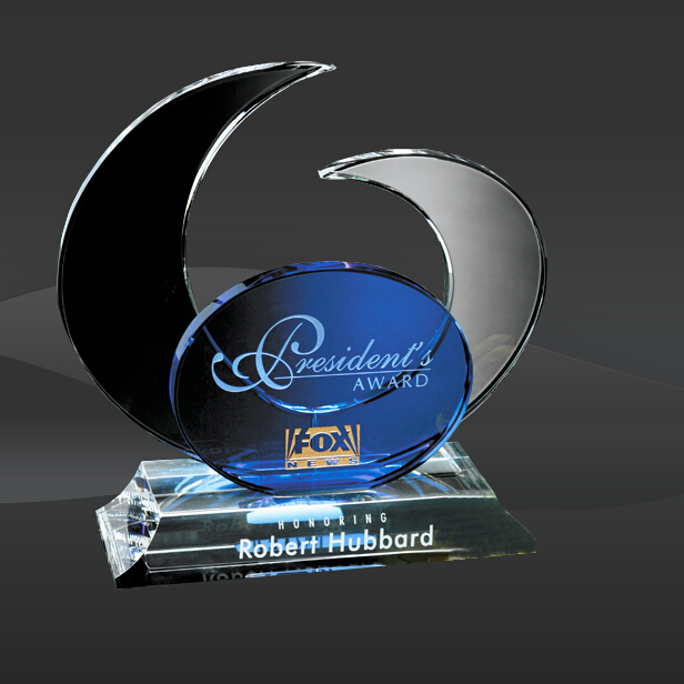 Blue Elliptic Crystal Award (CD-6480)