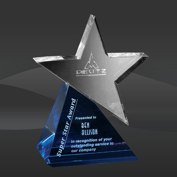Blue Star Blast Crystal Award (CD-6434, CD-6435, CD-6436)