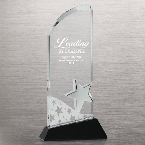 Star Black Etched Crystal Trophy (#72196)