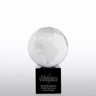 Globe Crystal Trophy with Black Base (#76524)