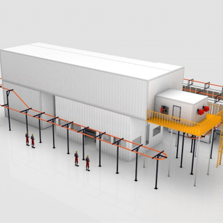 Fully Automatic Electrostatic Powder Coat Booth, Long Service Life Robot Transfer System Painting Booth/