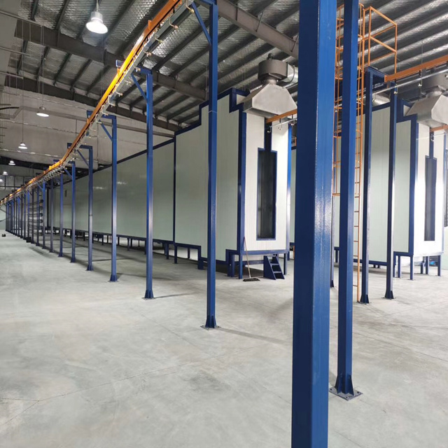 Fully Automatic Electrostatic Powder Coat Booth, Long Service Life Robot Transfer System Painting Booth/