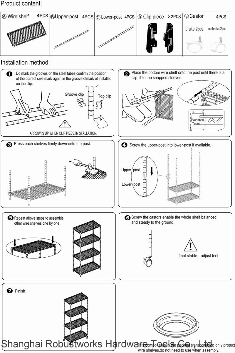 Four Tiers Chrome Plated Home Use Wheeled Wire Shelf (4545170)