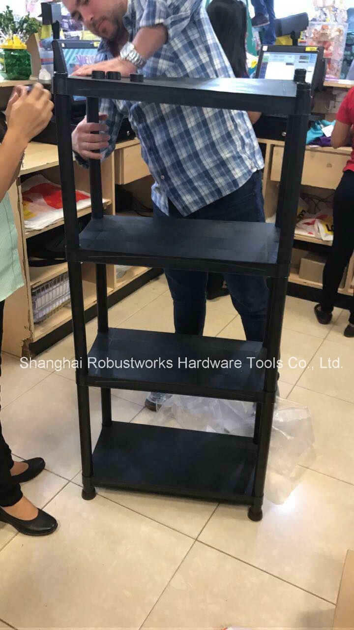 4 Tier Black Plastic Heavy Duty Shelving Racking Storage Unit (6030P-4T)