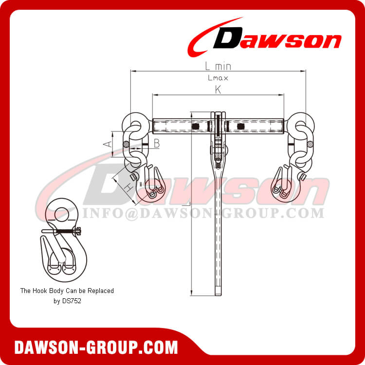 Carpeta de trinquete DS786 G80 con ganchos de seguridad con mango largo, Carpeta de carga tipo trinquete de grado 80 - Dawson Group Ltd. - Fabricante, f&aacute;brica de China