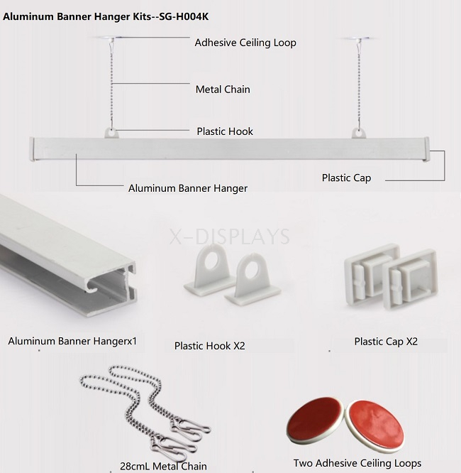 Aluminum Ceiling Display Rail Kits for Thick Signage SG-H005 Kits