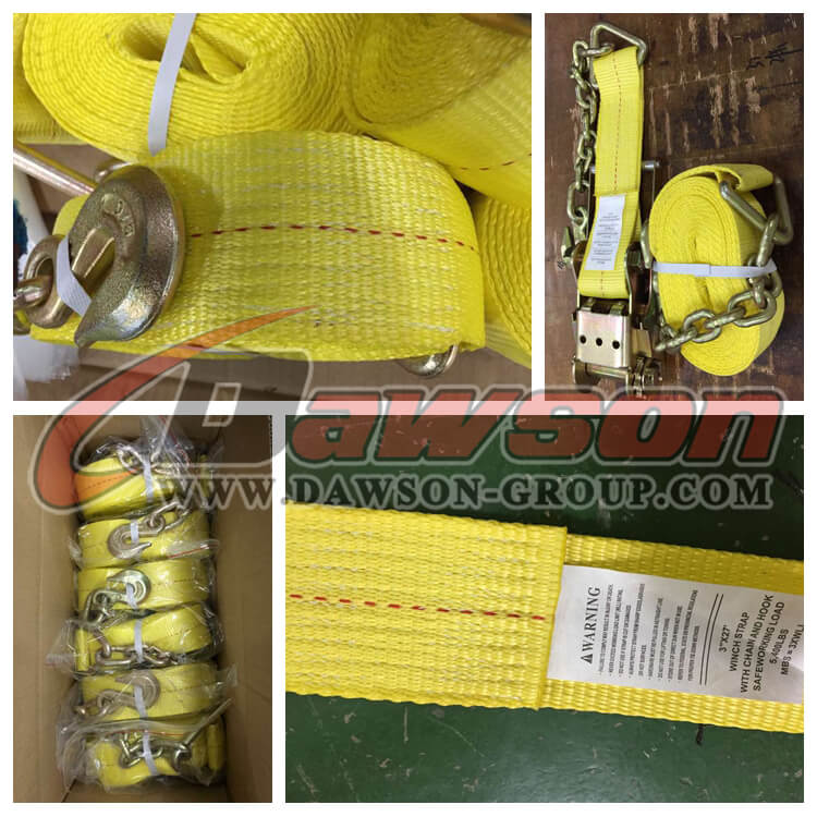 Correa de cabrestante de 3 pulgadas con ganchos planos - Proveedor de fabricante de China