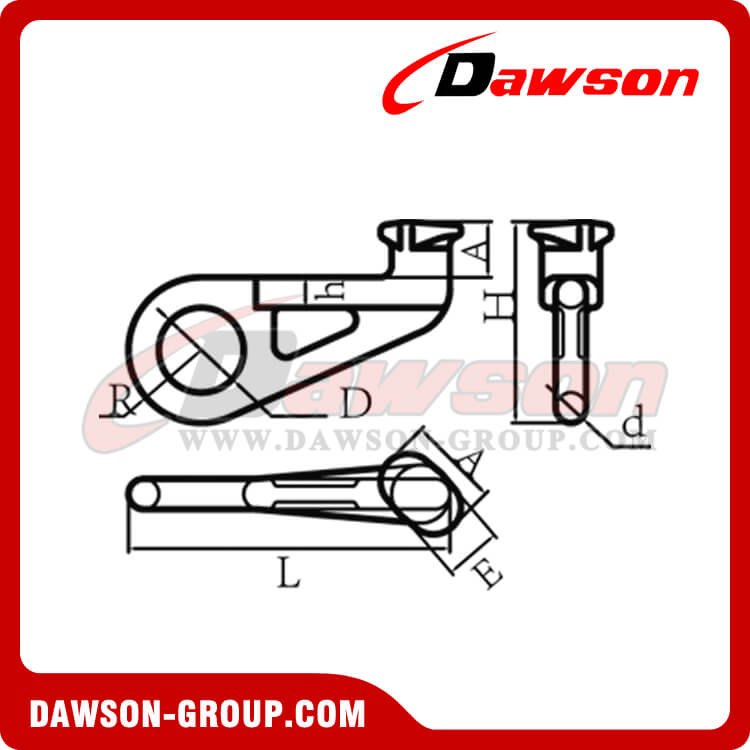DS633 G80 GANCHO PARA CONTENEDOR TIPO DERECHO 45&deg; - DAWSON GROUP LTD.- FABRICANTE, PROVEEDOR, F&Aacute;BRICA DE CHINA