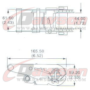 DG-B008 1_5 ''ラチェット バックル、35MM 38MM ラチェット バックル、2500kgs の図面 - 中国ドーソン サプライヤー