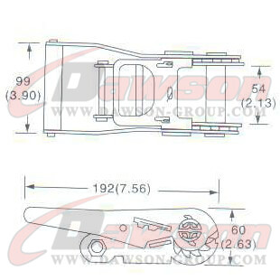 DG-B004 2 ''ラチェット バックル、50MM ラチェット バックル、3000kgs の図面 - 中国ドーソン サプライヤー