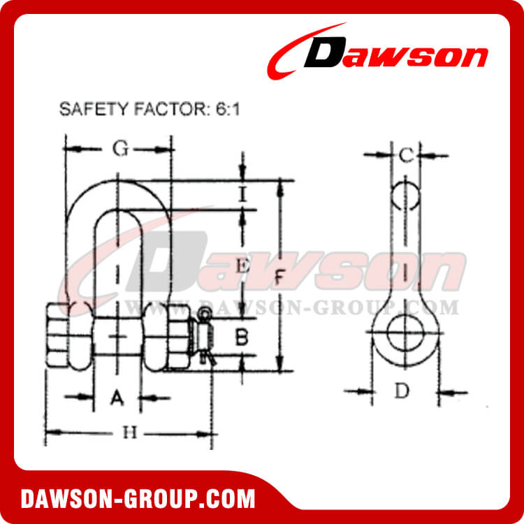 GRILLETE DE CADENA TIPO PERNO - DAWSON GROUP LTD.- FABRICANTE, PROVEEDOR DE CHINA