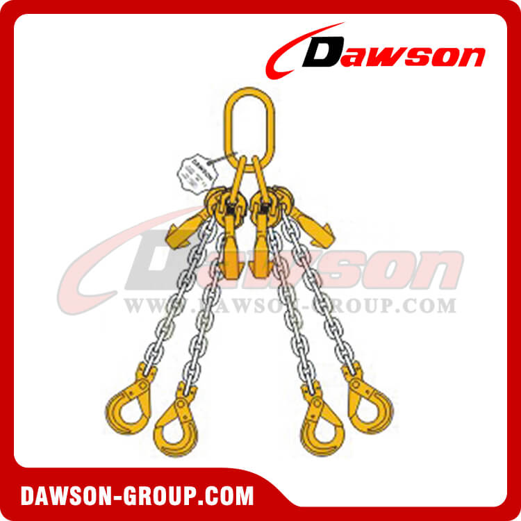 Eslinga de cadena cuádruple de pierna Grado 80 / Eslinga de cadena G80 para elevación y amarre