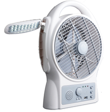 New Design 8-inch Rechargeable Desk Fans with FM Radio and 24pcs LED Light