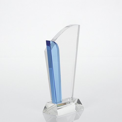 Fashion Straight Edge Light Blue Accent Crystal Trophy
