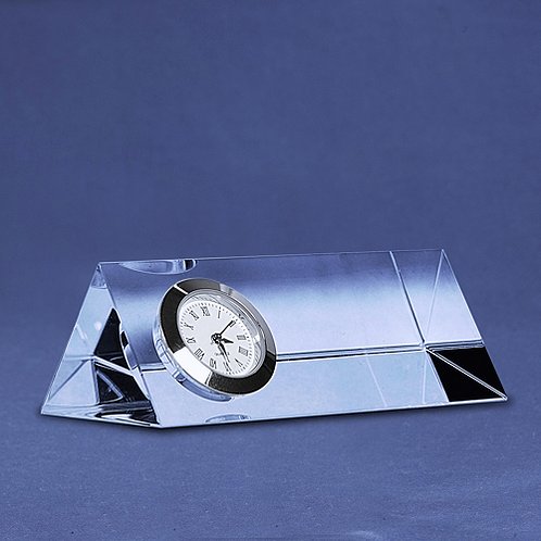 Small Silver Accent Crystal Award Clock (#78237)