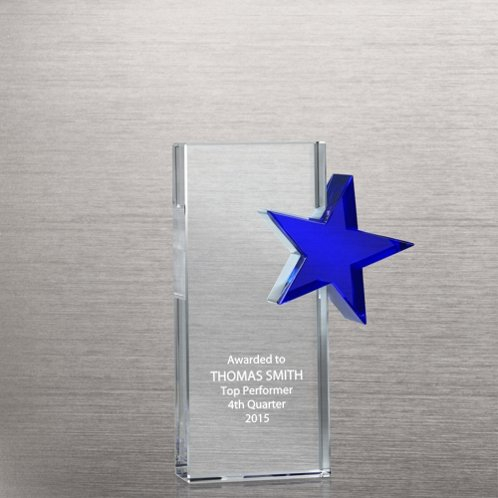 Side Blue Star Crystal Trophy (#78817)