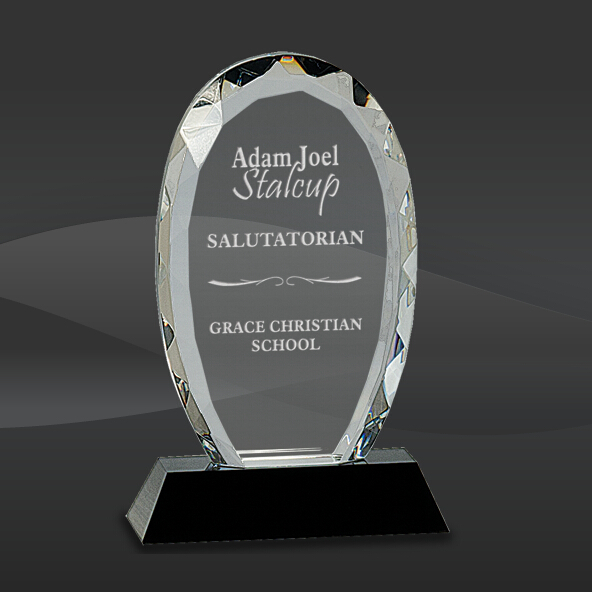 Diamond Cut Crystal Oval Award (J-CRY019S)
