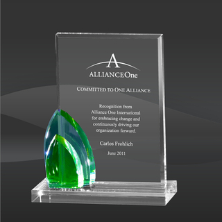 Green Lead Tower Crystal Award (MPI-CR-A1105GR-7)