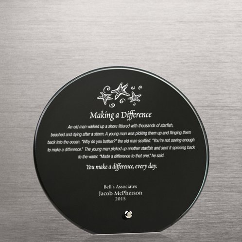 Mini Round Black Glass Award Plaque (#72912, #72910)