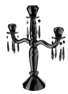 16 1/4" Black Glass Crystal Candelabra Home Decoration
