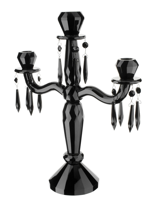 16 1/4" Black Glass Crystal Candelabra Home Decoration