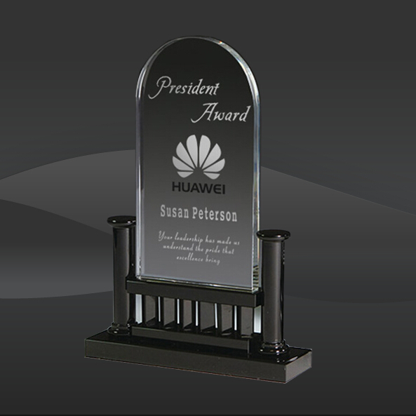 Tall Crystal Black Pillar Award (DMC-DCA0127)