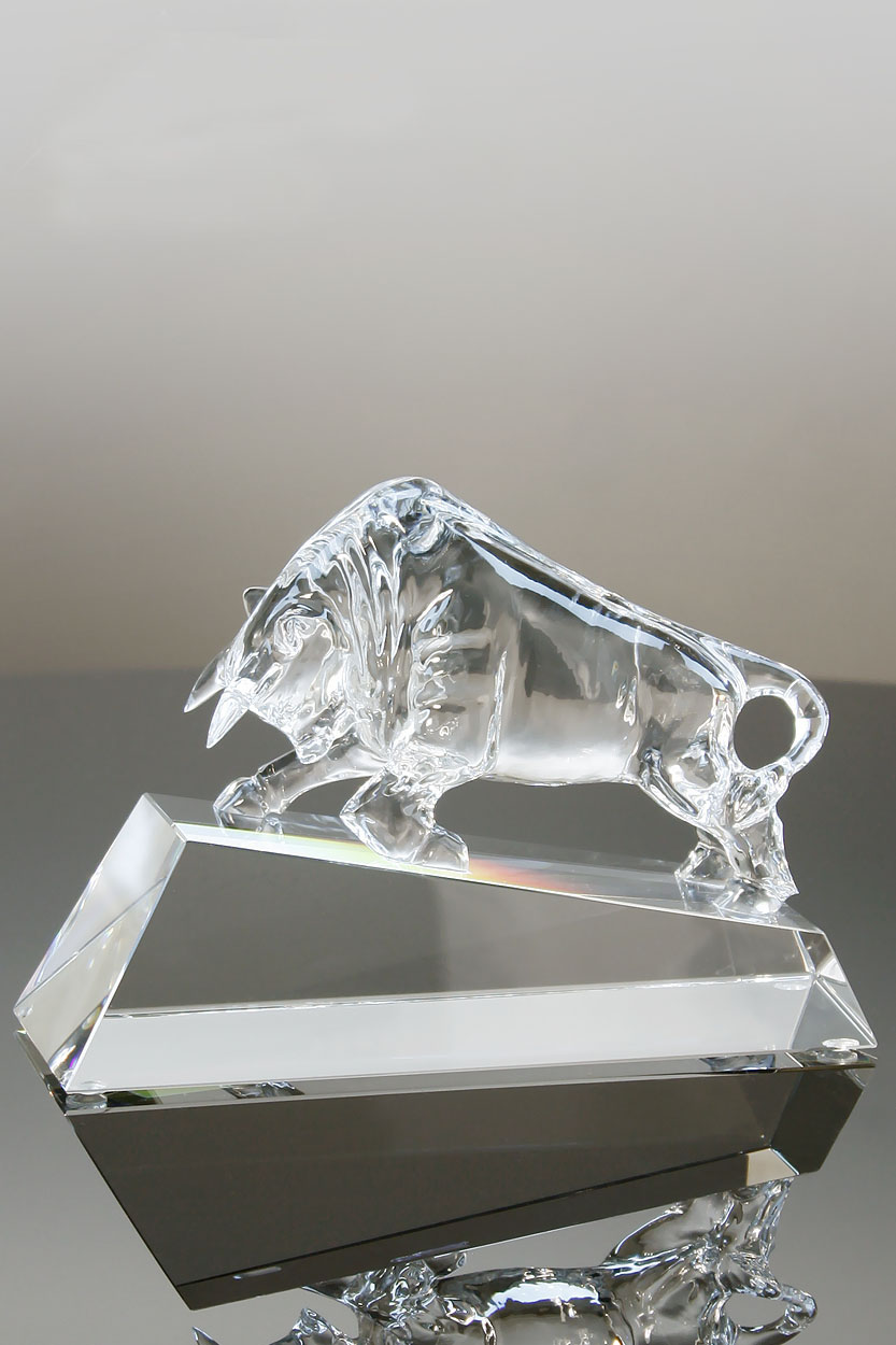 Trophies Rewards Leadership Bull Crystal Award