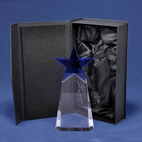 Cobalt Star Pinnacle Crystal Trophy