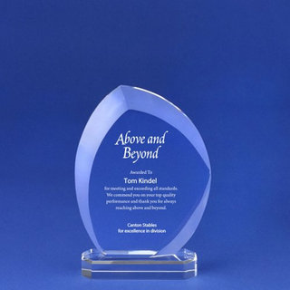 Slanted Oval Beveled Edge Crystal Trophy (#78011)