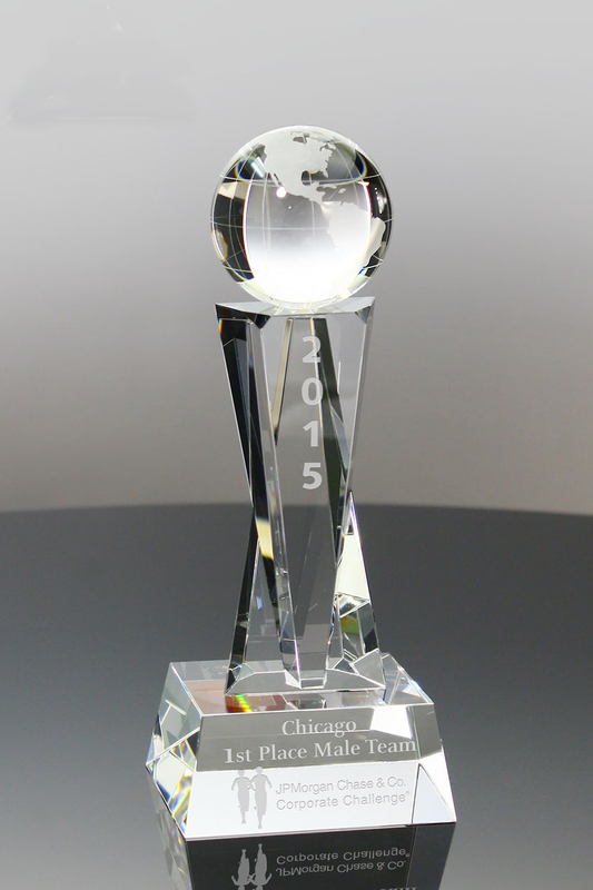 Optic Crystal Globe Trophy for Recognition Awards