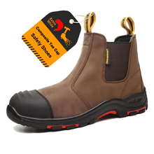 Brown Composite Toe Oil Industrial Safety Shoes without Lace