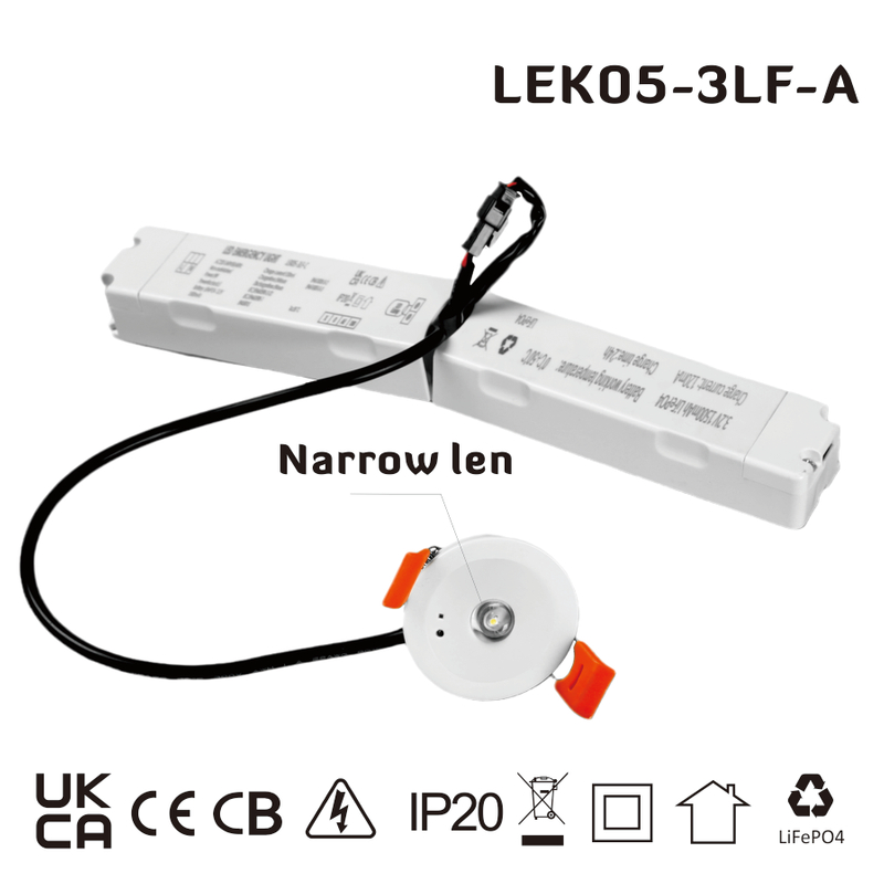 CB, CE, UKCA certified 3W IP20 LED Rechargeable Battery Backup Emergency Recessed Downlight (LEK05-3LF)