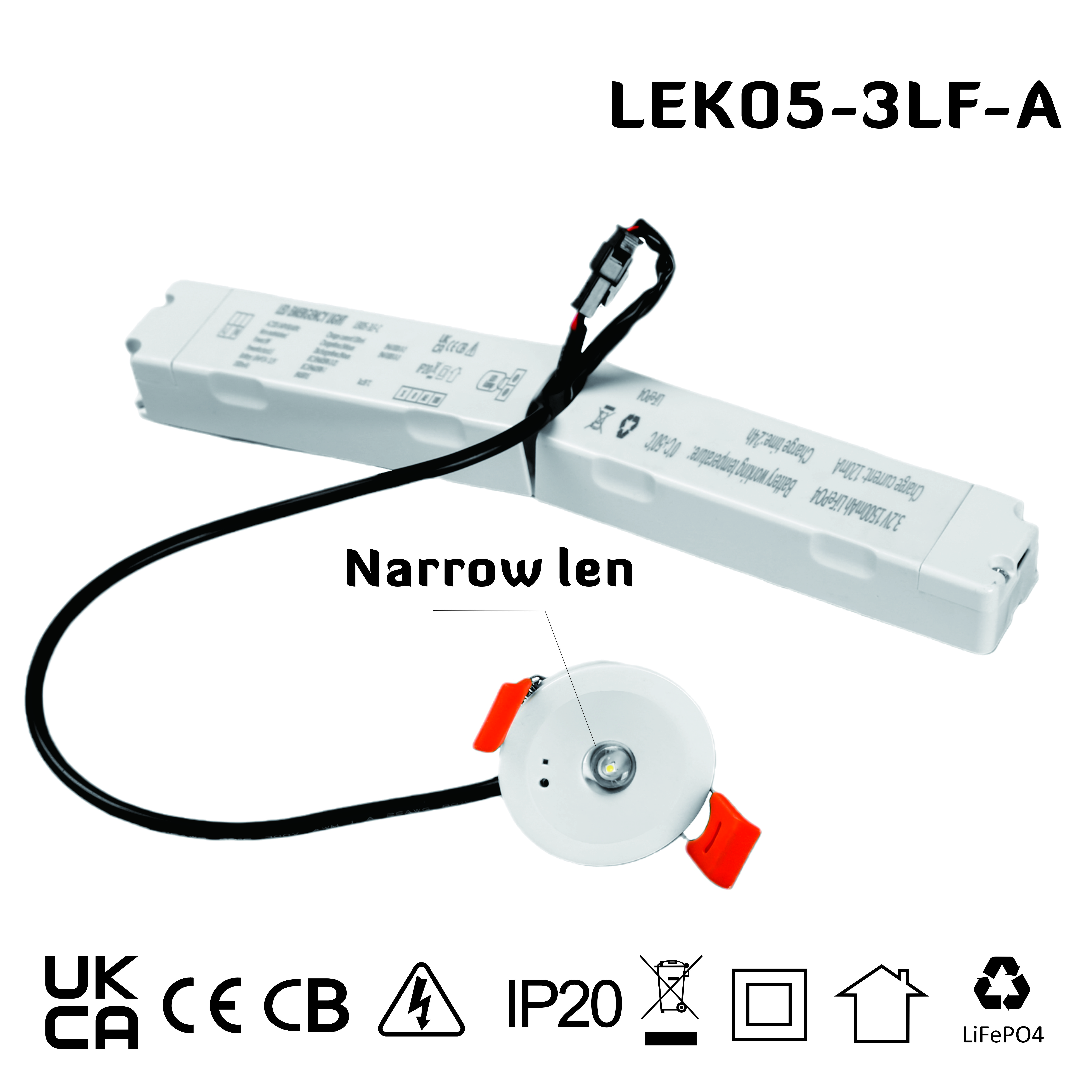 CB, CE, UKCA certified 3W IP20 LED Rechargeable Battery Backup Emergency Recessed Downlight (LEK05-3LF)