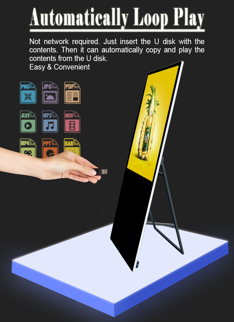 Ultrafino Portátil Digital Poster LCD Display Ads Media (3)