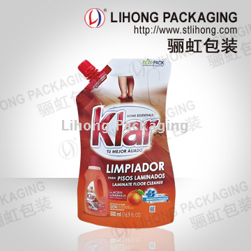 Detergent Standing Pouch With Handle And Spout For Kitchen Use