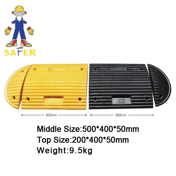 yellow with black stripes plastic road hump