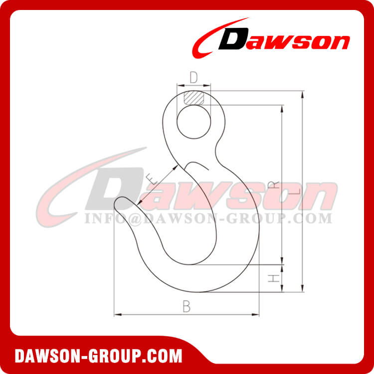 DS257 Кованый крюк из легированной стали с большой горловиной и проушиной для обычного подъемника